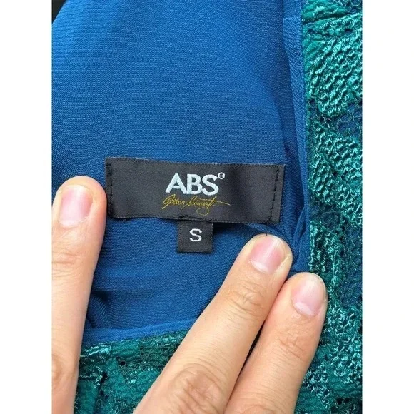 ABS Allen Schwartz Teal Lace Midi Dress - Picture 9 of 10